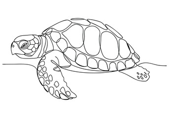 Continuous One Line Turtle | Minimalist Animal Vector Illustration