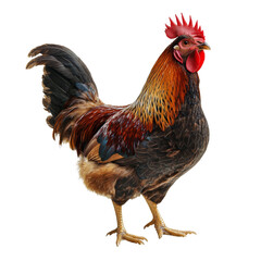 Fototapeta premium detailed illustration of colorful rooster with vibrant feathers and prominent comb, showcasing its proud stance and natural beauty