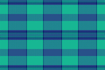 Weave texture background seamless, curtain vector tartan pattern. Overlayed fabric plaid check textile in blue and teal colors.