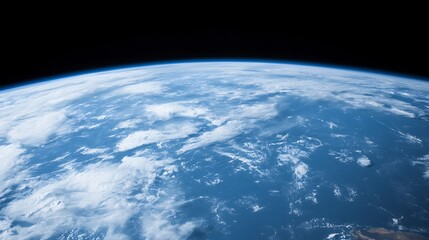 Fototapeta premium Stunning Earth view serene blue hues wide shot cosmic perspective. AI Generated