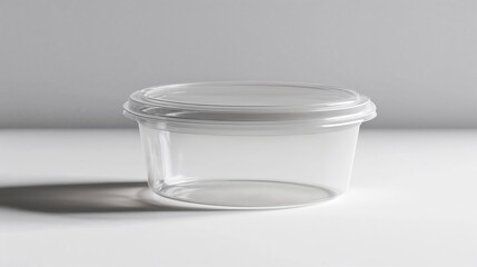 Small Clear Cylindrical Plastic Container in Minimalist Style in Transparent Tones for Packaging
