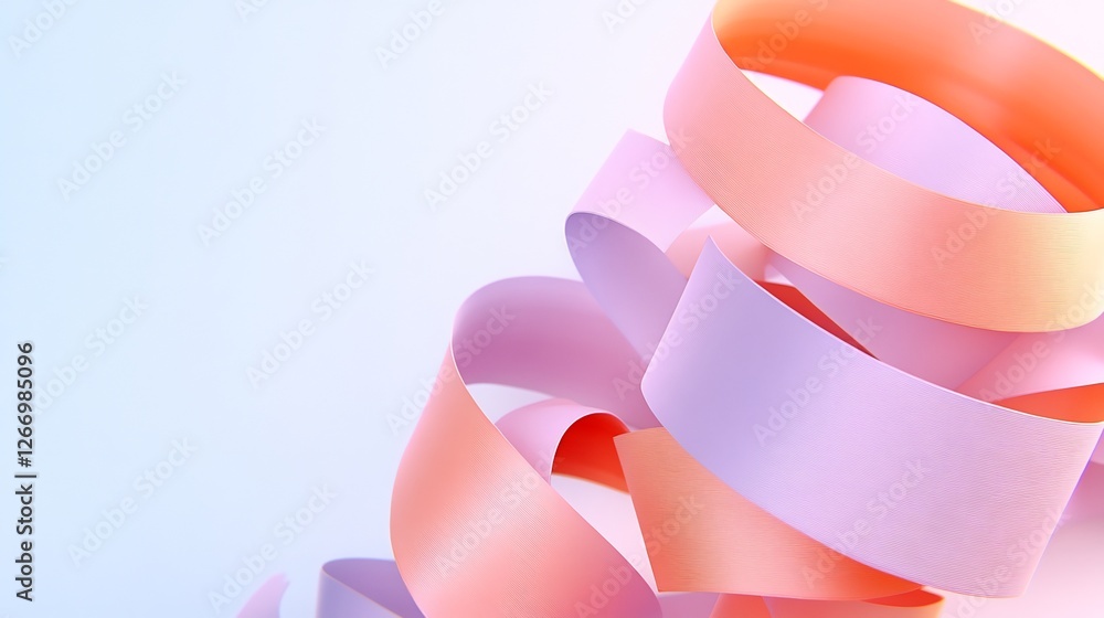 Canvas Prints Soft pastel ribbons swirl gently creating a dreamy abstract composition. AI Generated