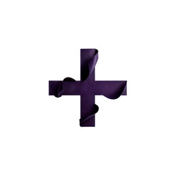 Obraz premium A stylized plus sign in deep purple, crafted to look like curled paper. Elegant serif structure with curling edges, creating depth. Sophisticated, artistic, modern, and luxuriously decorative