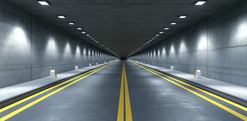 Obraz premium Spacious underground parking lot with clear yellow lines illuminated by bright lights, creating an organized and inviting atmosphere