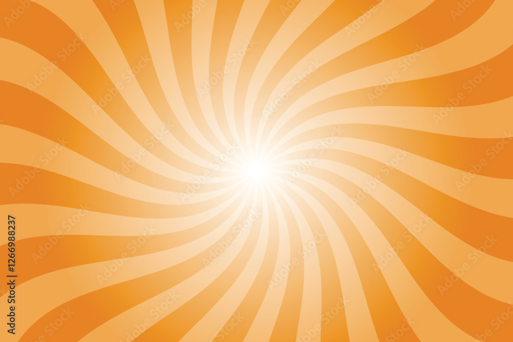 Poster Abstract orange background with rays retro starburst rays. Fulvous orange sunburst background vector illustration pattern beam rays. Spiral radial striped backdrop. Vector illustration.