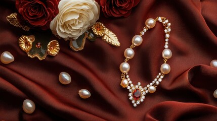 Obraz premium Elegant Vintage Gemstone Jewelry Set Featuring Opals and Garnets