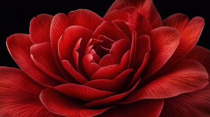 Naklejka premium Vibrant Red Flower Close-Up with Detailed Petals on Black Background for Nature Illustrations