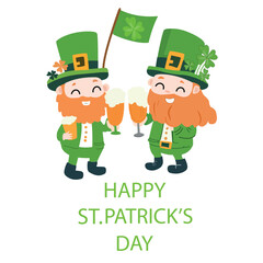 Lucky Leprechauns Toasting St. Patrick,Green Cheers for Irish Luck,Happy Leprechauns Celebrating St. Patrick,Irish Joy with Green Beer,St. Paddy's Day Celebration Fun.