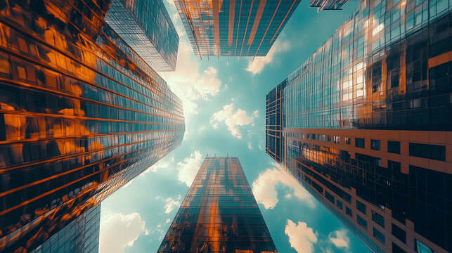 Architektura miejsca, drapacze chmur, wysokie budynki, tło generative ai 