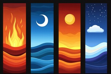 Dynamic Abstract Backgrounds Seasonal Elements Digital Artwork Vibrant Colors Vivid Environment Multi-Viewpoint Concept