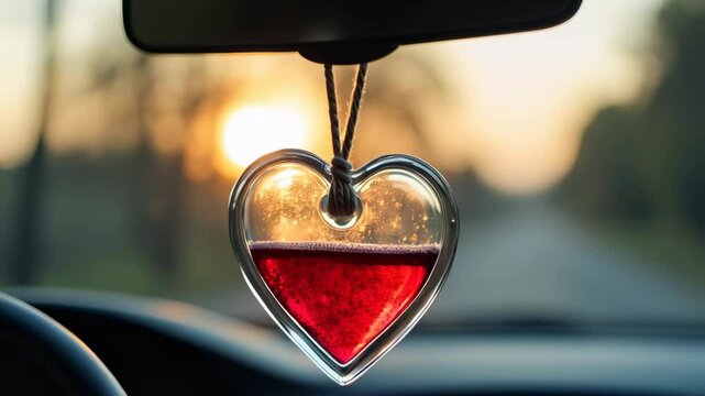Heart-Shaped Air Freshener Enhancing the Ambiance of a Car Interior