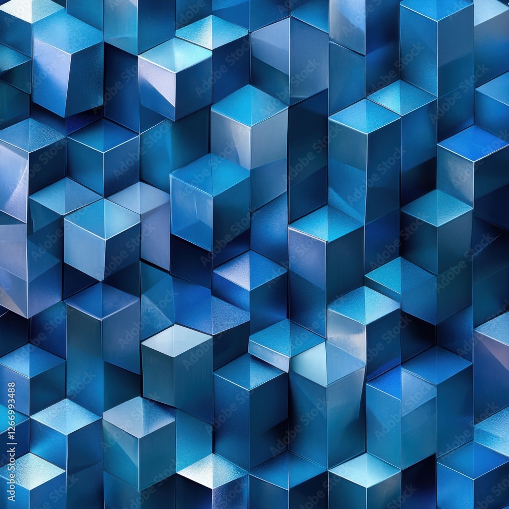 Aufkleber abstract blue cubic structure: a 3d rendering of interlocking cubes