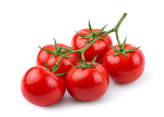 Tomatoes cluster isolated on white background.