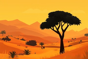 Stunning Desert Landscape Vibrant Abstract Background Digital Artwork Serene Environment Wide Viewpoint Nature Concept