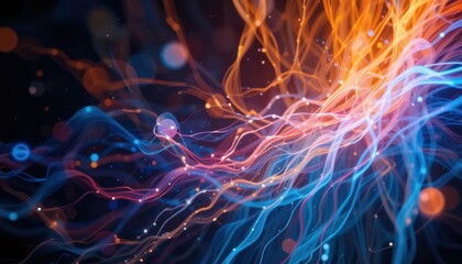 Vibrant abstract light trails in dynamic blue and orange motion
