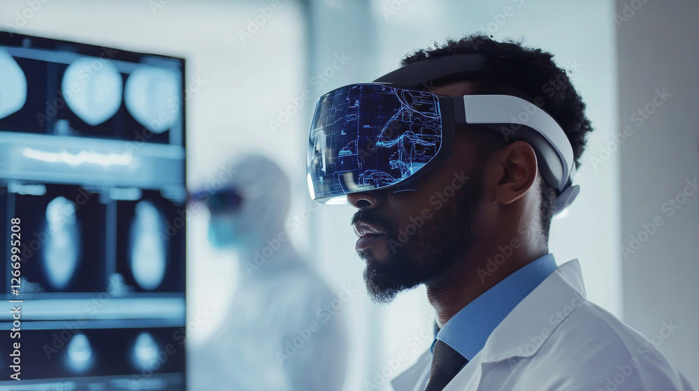 Aufkleber professional using ai-enabled device to enhance medical diagnostics in a modern healthcare setting