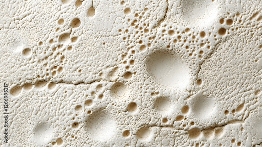 Aufkleber close-up view of a textured surface resembling the moon's cratered terrain. pale, off-white tones do