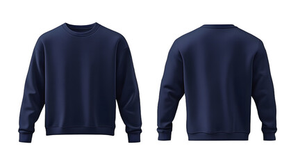 Navy blue crew neck sweatshirt mockup front and back view
