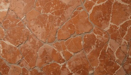 Cracked terracotta tile surface with irregular patterns