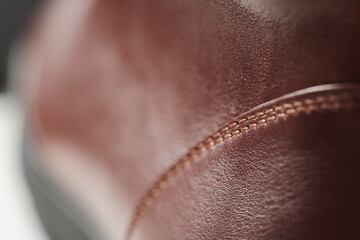 Closeup detail shot of brown leather sneaker