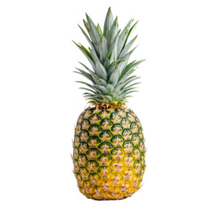 Fototapeta premium Fresh pineapple with vibrant green leaves and textured yellow skin, perfect for tropical dishes and refreshing drinks