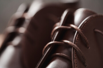 Closeup shot of brown leather chukka boots