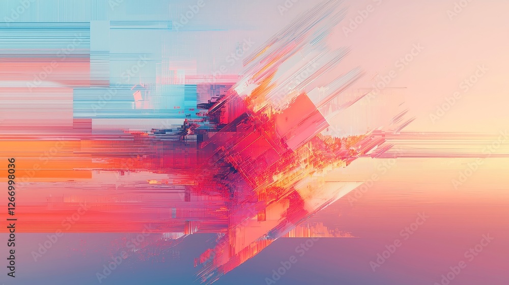 Poster vibrant 16-bit abstract backdrop, featuring bold colors and pixelated patterns, ideal for digital ar