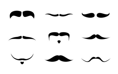 Collection of different vector mustaches. Graphic vector collection silhouettes of gentleman mustaches