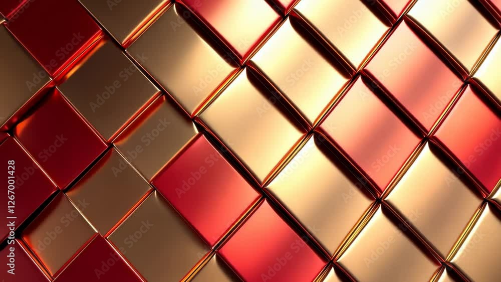 Poster dazzling geometric patterns flow in warm tones of red and gold creating an artistic sensation captiv