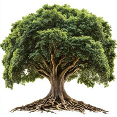 Captivating view of an oak tree showcasing its extensive root system.