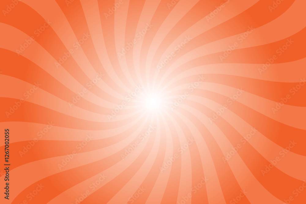 Poster Abstract orange background with rays retro starburst rays. Neon orange sunburst background vector illustration pattern beam rays. Spiral radial striped backdrop. Vector illustration.