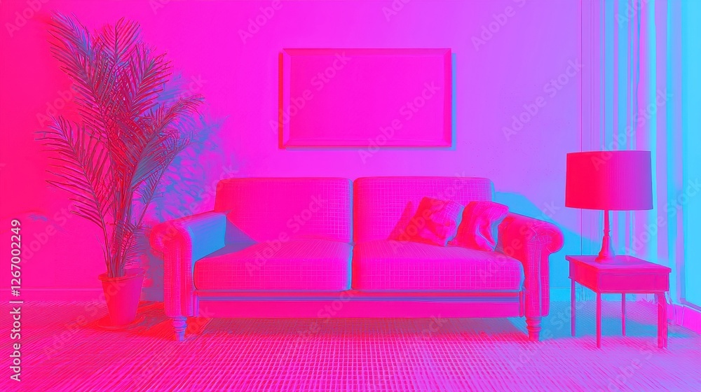 Poster vibrant dithered canvas art, intricate patterns blend colors seamlessly, creating a captivating visu