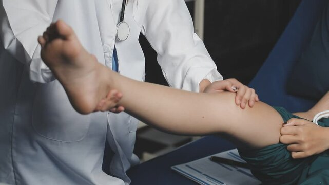 Physical therapists or physicians perform physical therapy for patients admitted to the hospital, Massage or muscle relaxation and physical therapy concept.