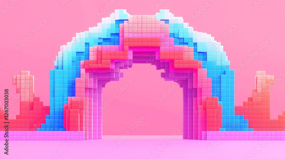 Poster pixelated patterns exploration, a vibrant collection of experimental designs showcasing intricate pi