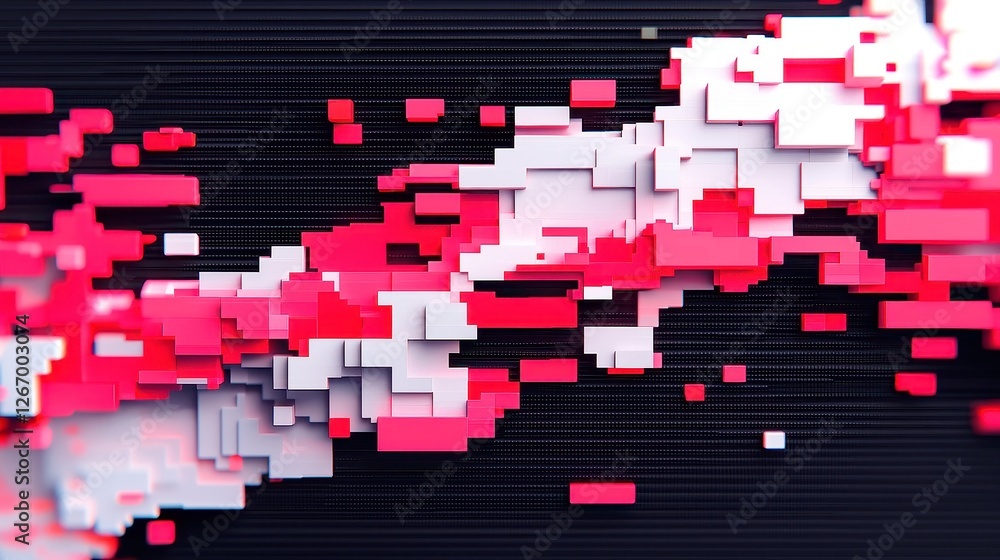 Poster pixelated harmony, a vibrant exploration of abstract patterns, merging colors and shapes to create a