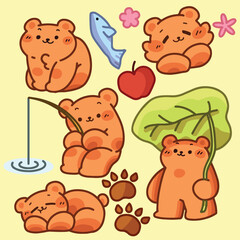 cute bear illustration wild animal day illustration