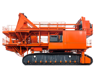  an orange machine with a white background. 