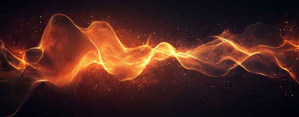 Abstract orange wave pattern with sparkles.