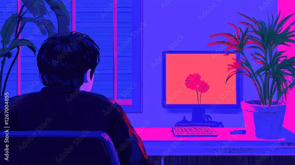 Poster lo-fi artistic canvas, featuring soft colors and abstract forms, evoking a sense of nostalgia and ca