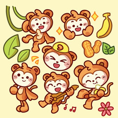 cute monkey illustration wild animal day illustration