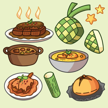 ramadan food element illustration cartoon vector flat