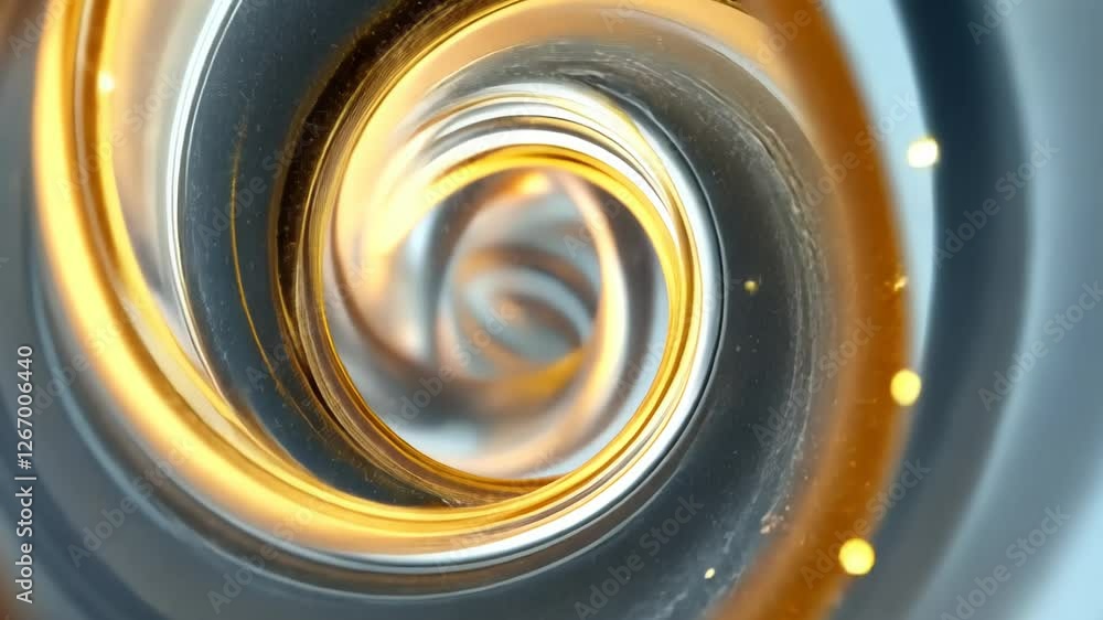Poster swirling metallic pathways illuminated by golden light create an enchanting visual experience in a f