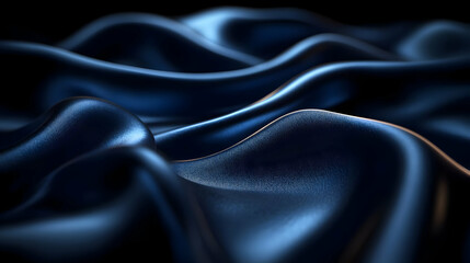 Obraz premium Blue silk fabric drapes, dark background, luxury texture