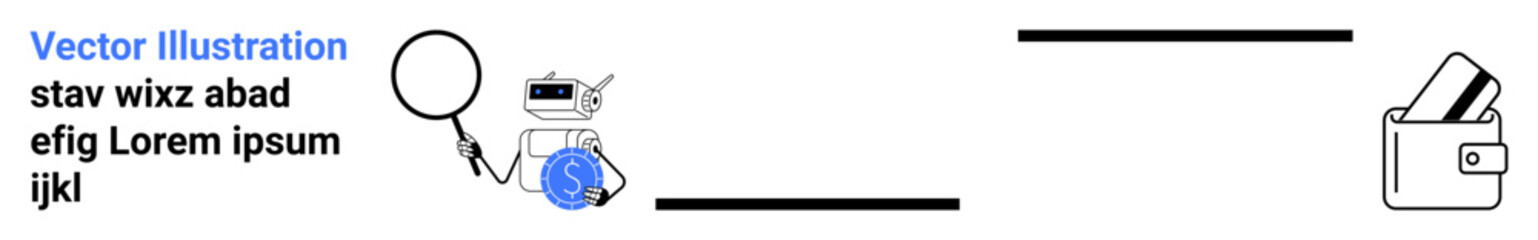 Magnifying glass next to various modern devices and hologram, representing financial analysis. Ideal for finance, technology, analytics, research, security, e-commerce business growth. Landing page