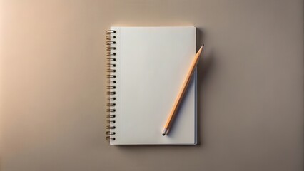 Blank Spiral Notebook and Pencil on a Neutral Surface Ready for Ideas and Notes