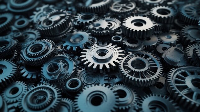 Collection of mechanical gears and cogs.