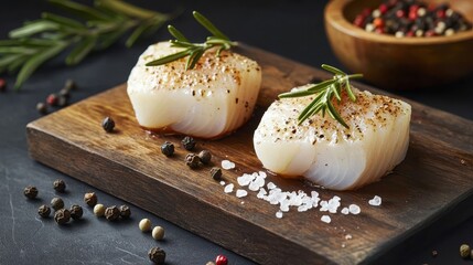 Fresh Seafood on Rustic Wooden Board