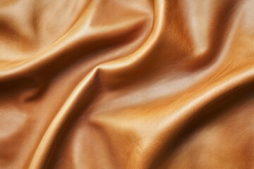 Fototapeta premium Textured brown leather folded, warm lighting. AI image