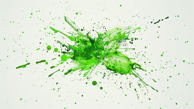 A vibrant green paint splatter against a white background.