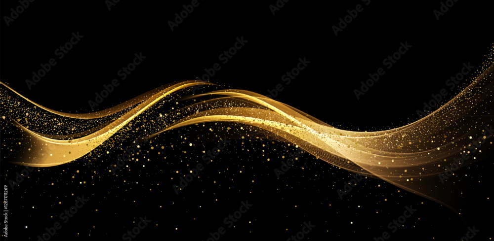 Poster abstract shiny color gold wave design element